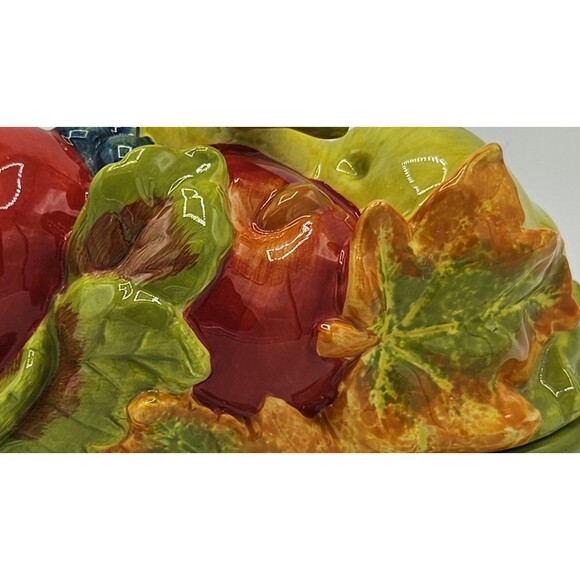 Essential Home 3-D Fall Leaves & Fruit Figural Covered Butter Dish Thanksgiving - Picture 8 of 11